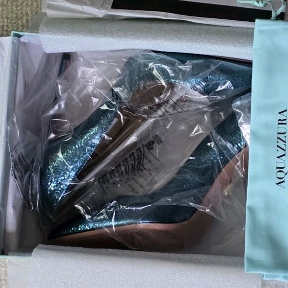 Aquazzura Purist Pump 105 Metallic Green/Blue Pumps - Picture 8 of 9